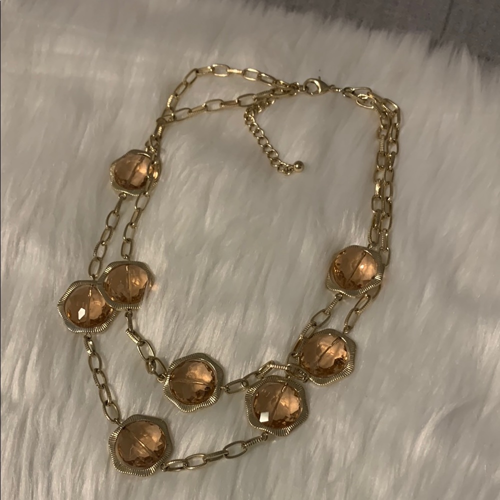Elegant Gold and Tan Necklace